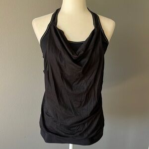 Sweaty Betty Mesh Black Cowl Neck Tank Top